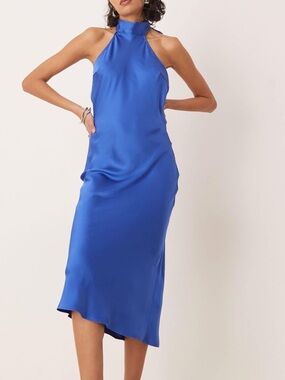 Blue Halter Midi/Maxi Cowl Back Dress size 12